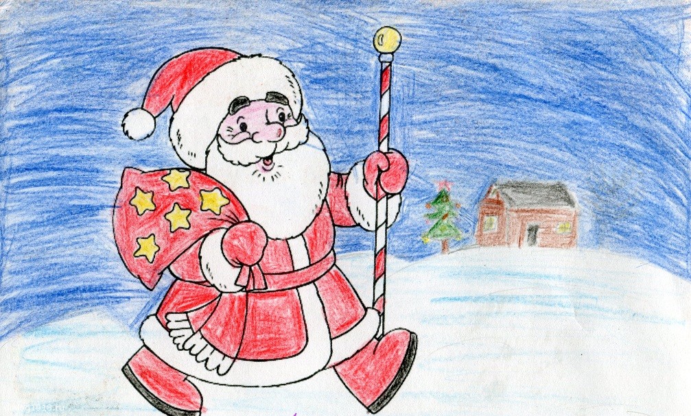 Деда мороза 2 класс. Новогодние рисунки. Дед Мороз рисунок. Детский новогодний рисунок. Новогодние рисунки для детей.